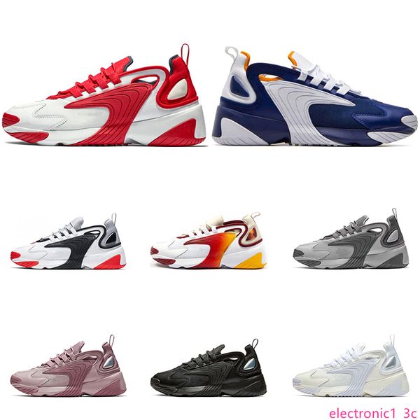 

2019 zoom 2k men women triple black creamy white royal blue black white purple trainers outdoor sports sneakers size 36-45, Black;green