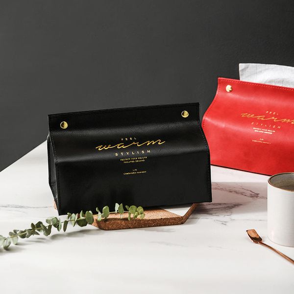 

ins nordic leather tissue box paper dispenser napkin tissue holder living room home car case kitchen storage organizer