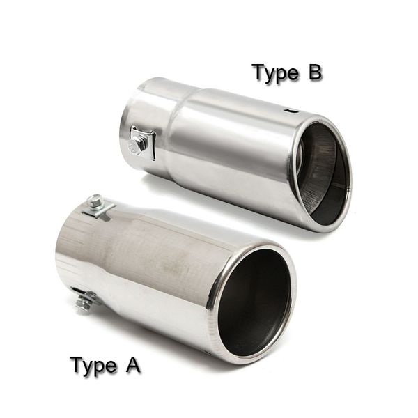 

universal 58mm car auto vehicle chrome flat exhaust pipe tip muffler steel stainless trim tail tube