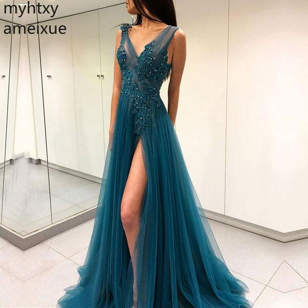

2019 new arrival v-neck plus size evening gown dresses for women  a-line sleeveless floor-length natural hi low dress, White;black