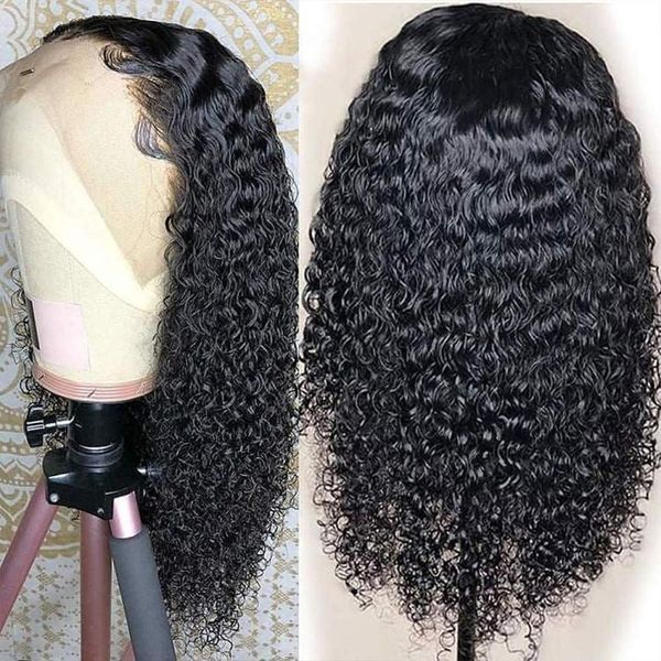 

black long curly lace wigs with baby hair for women 13x4 kinky curly hair synthetic lace front wigs heat resistant fiber