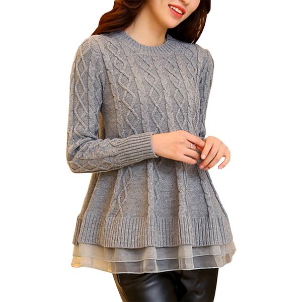 

spring fall winter pullover big yards long europe america temperament knit sweater women loose coat women's vestidos lxj078, White;black