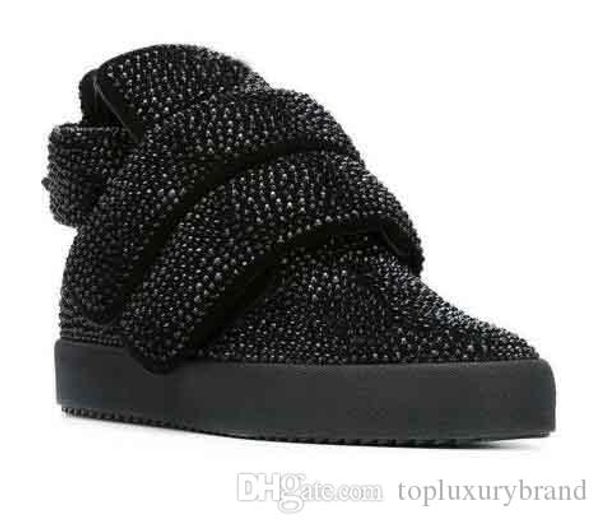 

men fashion low red sole men sneakers rare men's high fashion sneakers giusep brand suede rhinestones mid sneakers men rs, Black