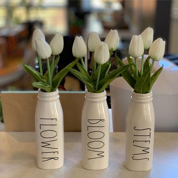 

10шт пу mini тюльпана реальных сенсорный свадебный букет поддельных искусственные шелковые цветы для украшения дома партии свадьбы