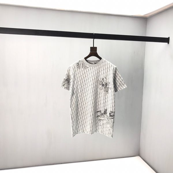 

2020ss spring and summer new high grade cotton printing short sleeve round neck panel t-shirt size: m--xl-xxl-xxxl color: black white qm7, Black;brown