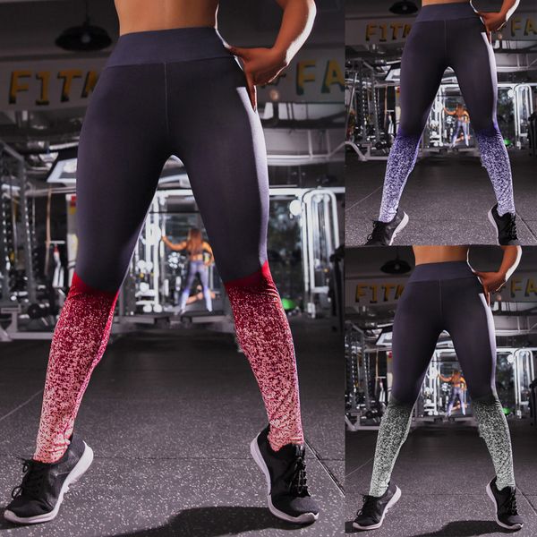 

ladies'digital printed jacquard hip and waist fitness yoga pants gym fitness clothing ropa mujer 2019 tights, White;red