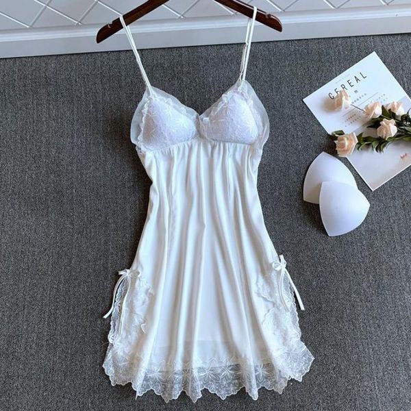 

2020 new women spaghetti strap nightdress lace nightie sleepwear satin nightgown intimate lingerie home clothes nightwear, Black;red