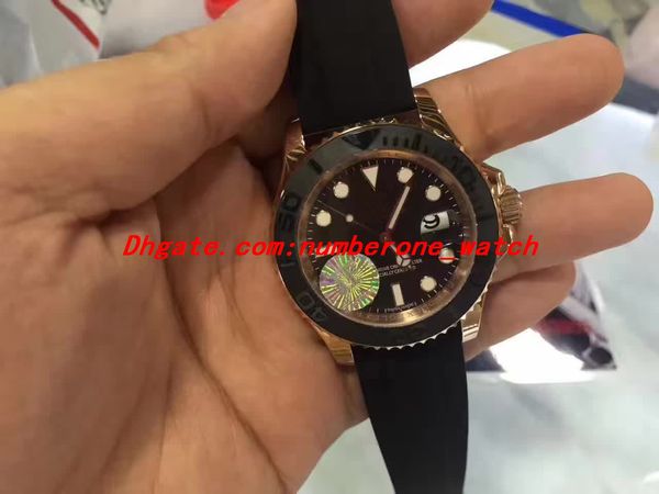 

selling luxury 40mm rose gold black rubber strap 116655 eta 3135 movement watch mechanical automatic men's watches, Slivery;brown