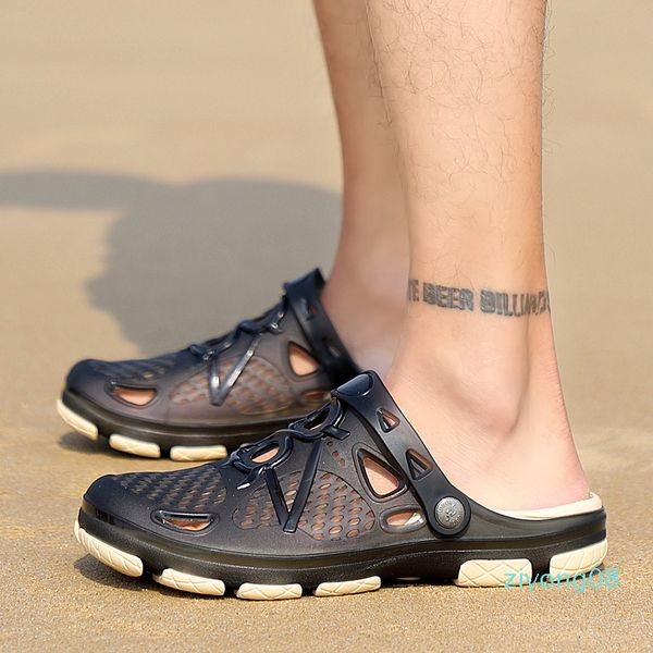 

2020 new summer jelly shoes men beach sandals slippers men flip flops light sandalias outdoor summer chanclas male sandals zz8 zz8, Black