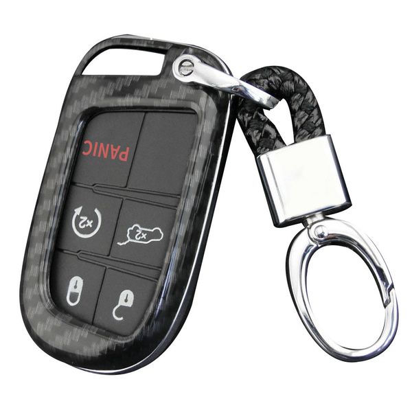 

for dodge car key fob chain cover case accessories carbon fiber appearance