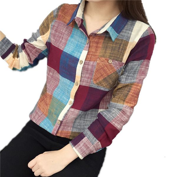 

women blouses for women 2019 and blouses plaid striped linen long sleeve elegant shirt casual spring womans shirts s 2xl b813, White