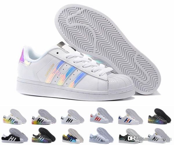 

2019 new originals superstar white hologram iridescent junior superstars 80s pride sneakers super star women men sport, Black