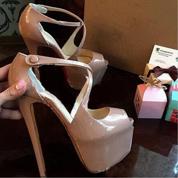 

new designer brand high heels woman fashion red bottom straps pumps nude /black cross heels women shoes