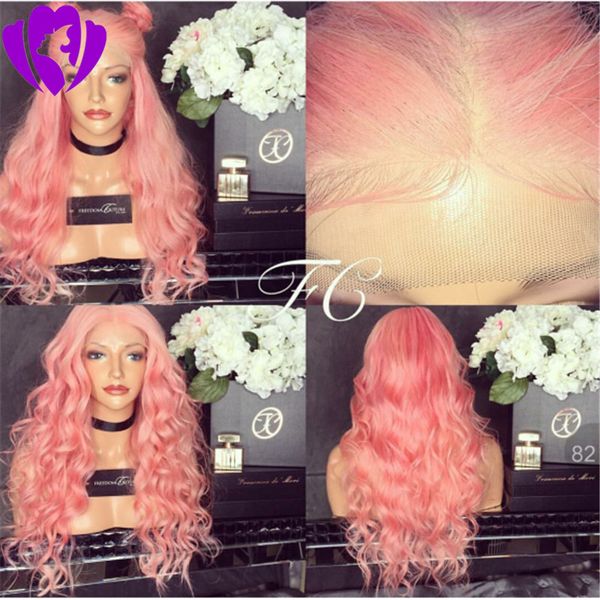 

premium long synthetic lace front wig body wave ombre pink middle part wigs for black women cosplay
