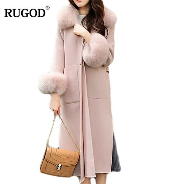 

rugod cashmere slim coat single button turn-down collar winter coat women women winter coats and jackets 2018, Black