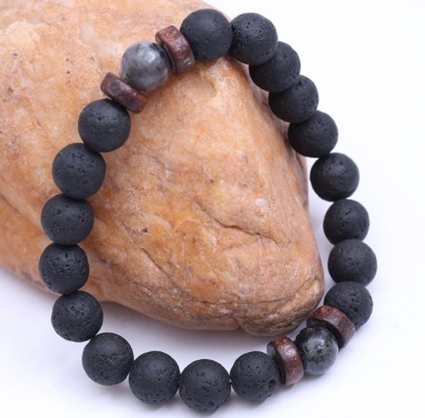 

natural moonstone beads tibetan buddha bracelet chakra stone lava bracelet diffuser with gift, Black