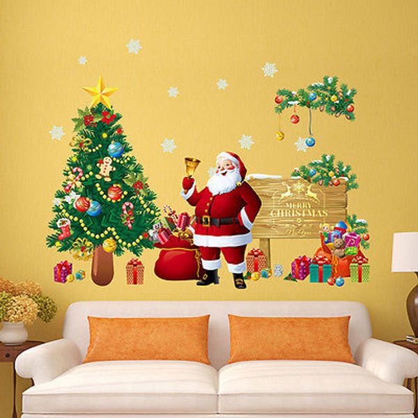 

4 Styles Merry Christmas Wall Stickers Decoration Santa Claus Gifts Tree Window Wall Stickers Vinyl Wall Decals Xmas Decor