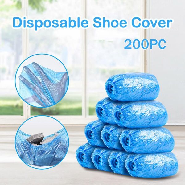 

200 packs disposable shoe covers hygienic boot cover for workplace indoor carpet thick outdoor rainy blue waterproof shoe covers, White;pink