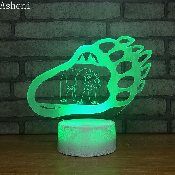 

creative polar bear footprint shape 3d table lamp led night light 7 colors changing bedroom sleep lighting home decor gifts