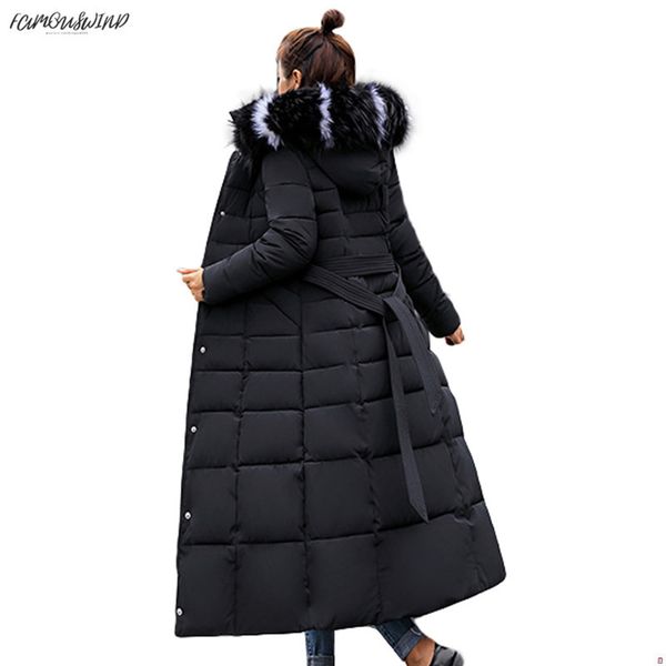 

женщина длинная куртка пальто мода зимняя куртка женская толстая парка женский тонкий мех зимнее хлопковое пальто для женщин chaqueta теплый, Black
