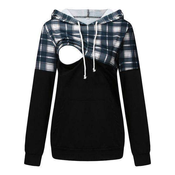 

sagace breastfeeding plaid print long sleeve pregnancy maternity clothing hoodie casual women maternity clothes autumn, White