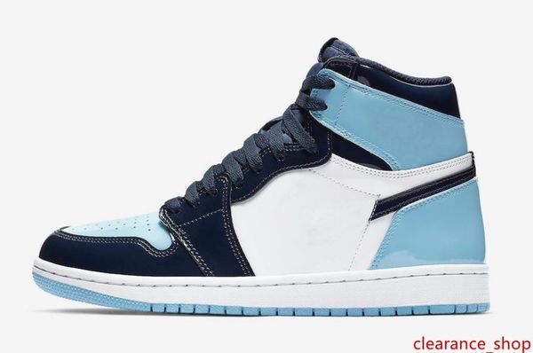 

1s blue white unc factory version 1 basketball shoes mens trainers 2019 patent leather sneakers with