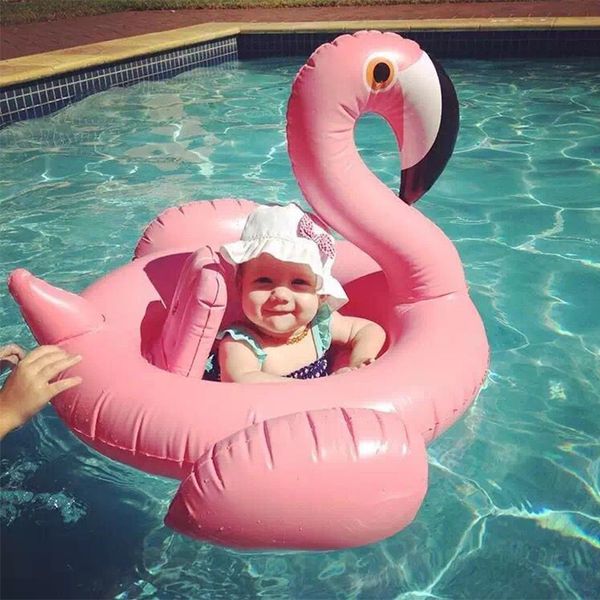 

baby flamingo swimming ring inflatable swan pool float for kids summer water party fun childrentoys safety seat beach lounge