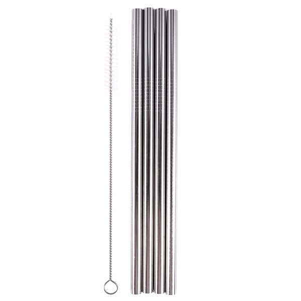 

practical boutique 5in1 stainless steel drinking straws cocktail straight with brush set