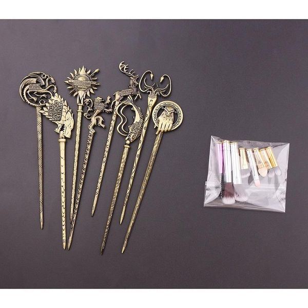

movie game of thrones makeup brush set soft synthetic collection kit with powder contour eyeshadow eyebrow lips brushes 8pcs /set