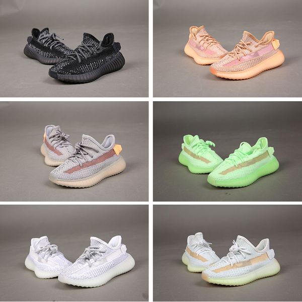 

kids children girls boys trainers kanye shoes black clay glow static reflective hyperspace trfrm kids designer sneakers 24-35