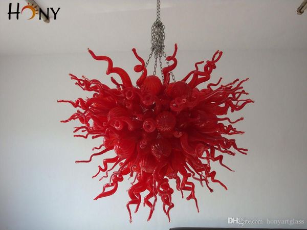 

Free Shipping AC LED Customized Style Modern Lamp Art Popular Handicraft Europe Style Red Glass Chandelier