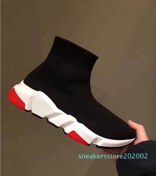 

brands designers men womens speed trainer slip-on sneakers air wool knit sock shoes women socks s02, Black