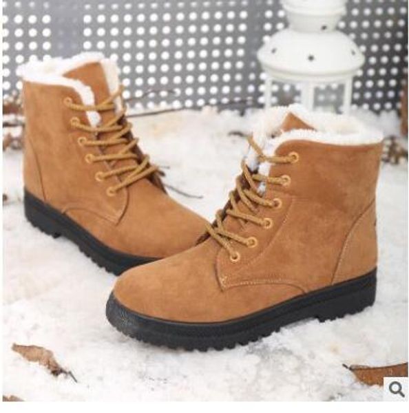 

warm snow boots girls casual waterproof lace-up ankle boots classic outdoor flat tall boots for women size 35-44 ng, Black