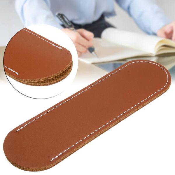 

new brown leather fountain pen bag handmade single pen pencil bag holder storage sleeve pouch for school student gift 155*37mm