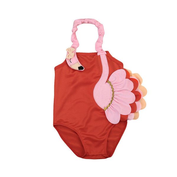 

toddler kids baby girls 3d flamingo swimwear costume orange sleeveless children clothing summer girl clothes set