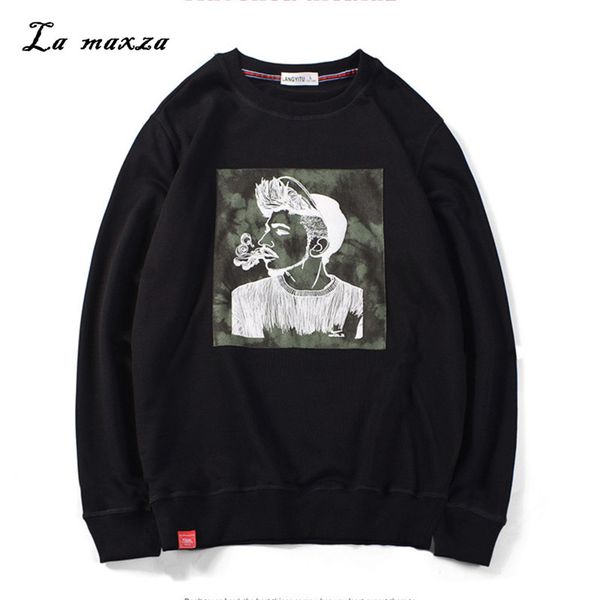 

2018 autumn men hoodies fashion print korean style men clothes streetwear hoodie sweatshirt plus size, Black