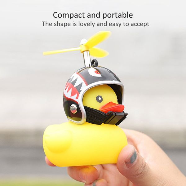 

motorcycle bicycle lights bell squeak yellow duck toy with helmet glowing car motorcycle decoration bike bell accessories