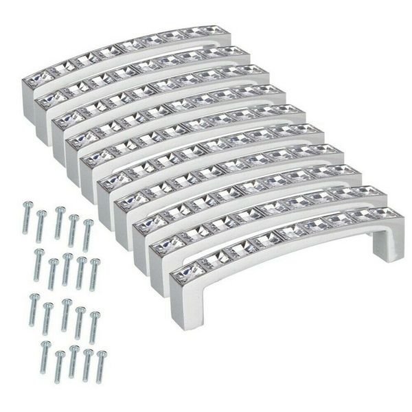 

in stock 6pcs/set modern diamond crystal chrome drawer pull handle cupboard door cabinet wardrobe bookcase