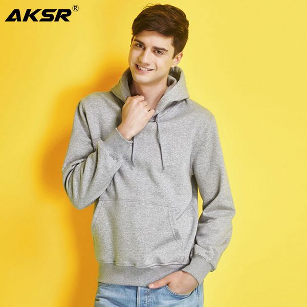 

aksr 2019 autumn men hoodies sweatshirt pullover hooded sweatshirts streetwear hip hop one piece plain white hoodie sudaderas, Black