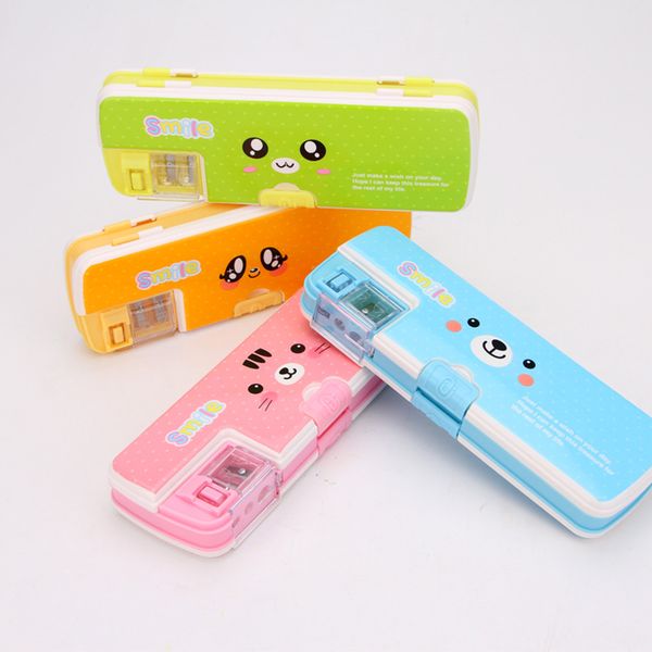 

8 pcs large capacity cute safety pencil case boy multifunctional creative plastic school storage pencil box wholesale