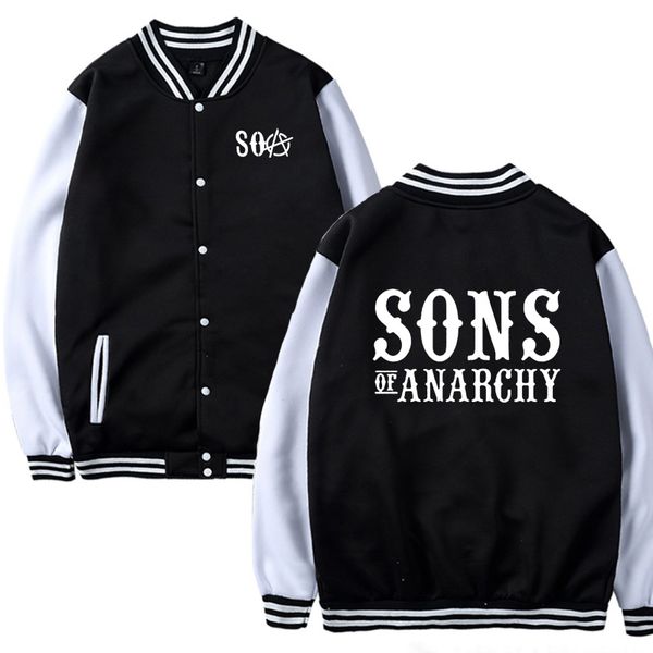 

soa sons of the child fashion samcro male casual baseball jacket sweatshirt hip hop sportswear baseball uniform, Black;brown