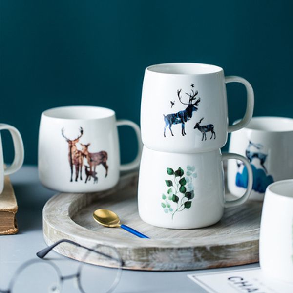 

2020 new sytle nordic wind cup ceramic water cups office cups ins green plant couple water mug to cup drinking mug