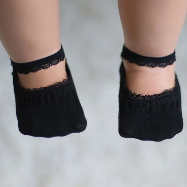 

newborn kids socks cotton baby girls short socks summer causal cute lace inside solid black ankle anti slip l0716, Pink;yellow