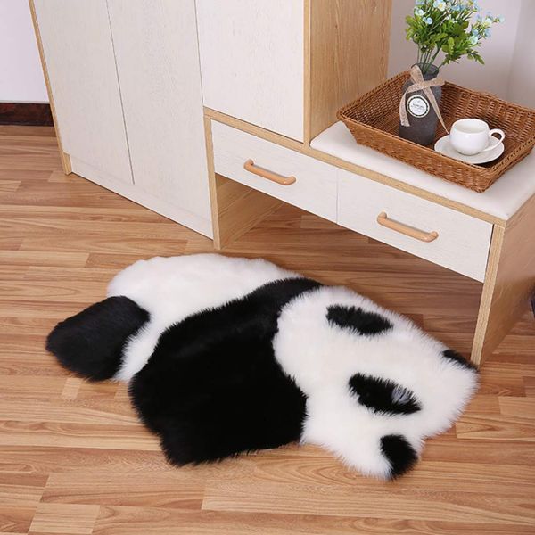 

soft faux fur sheepskin rug for bedroom sofa seat cover living room shaggy bedside area panda koala shape carpet room decor