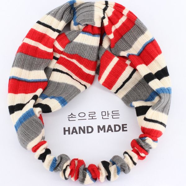 

autumn/winter 2019 knitted headwear accessories woolen striped colorful hairband cross knotted hair ties women