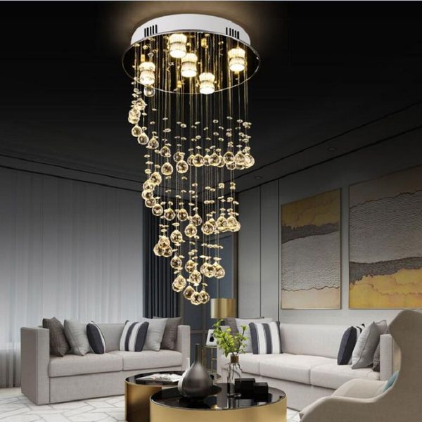 Modern Spiral Crystal Chandelier Lighting Fixtures For Dining Room Bedroom Hallway Indoor Decoration Stair Ceiling Lamp 110 220 Chandelier Bulbs Cream