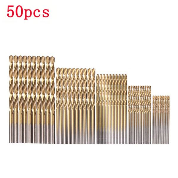 

50pcs high speed steel titanium coated drill bit set wood drilling hole woodworking wood tool for diy home building