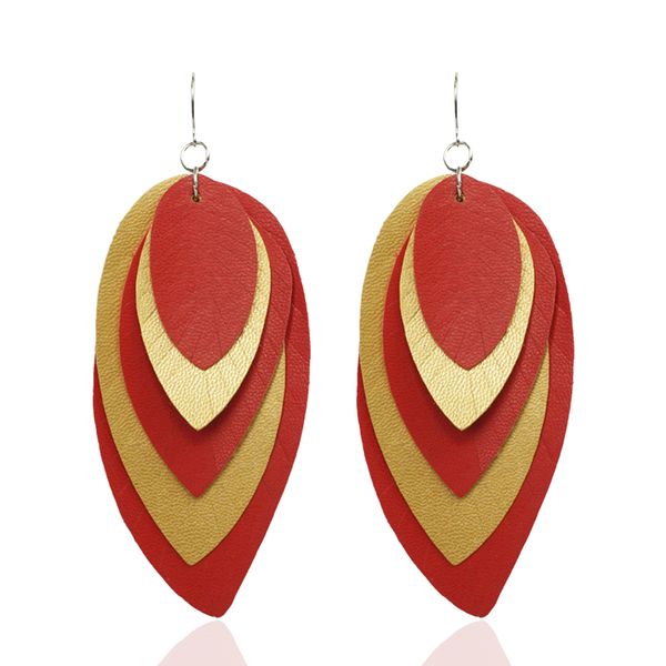 

cpop пять слоев искусственной кожи серьги для женщин новый большой заявление лист серьги мода ювелирные изделия аксессуары поставки производ, Silver