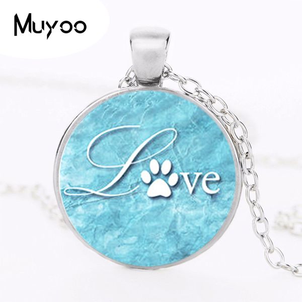 

1pcs/lot love print logo pendant necklace aqu silver vintage chain choker statement necklace jewelry dog lovers gifts hz1