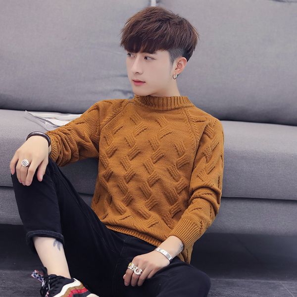 

solid black gray caramel sweater men korean style o-neck long sleeve pullovers thin jumpers mens sweaters bottoming clothes, White;black